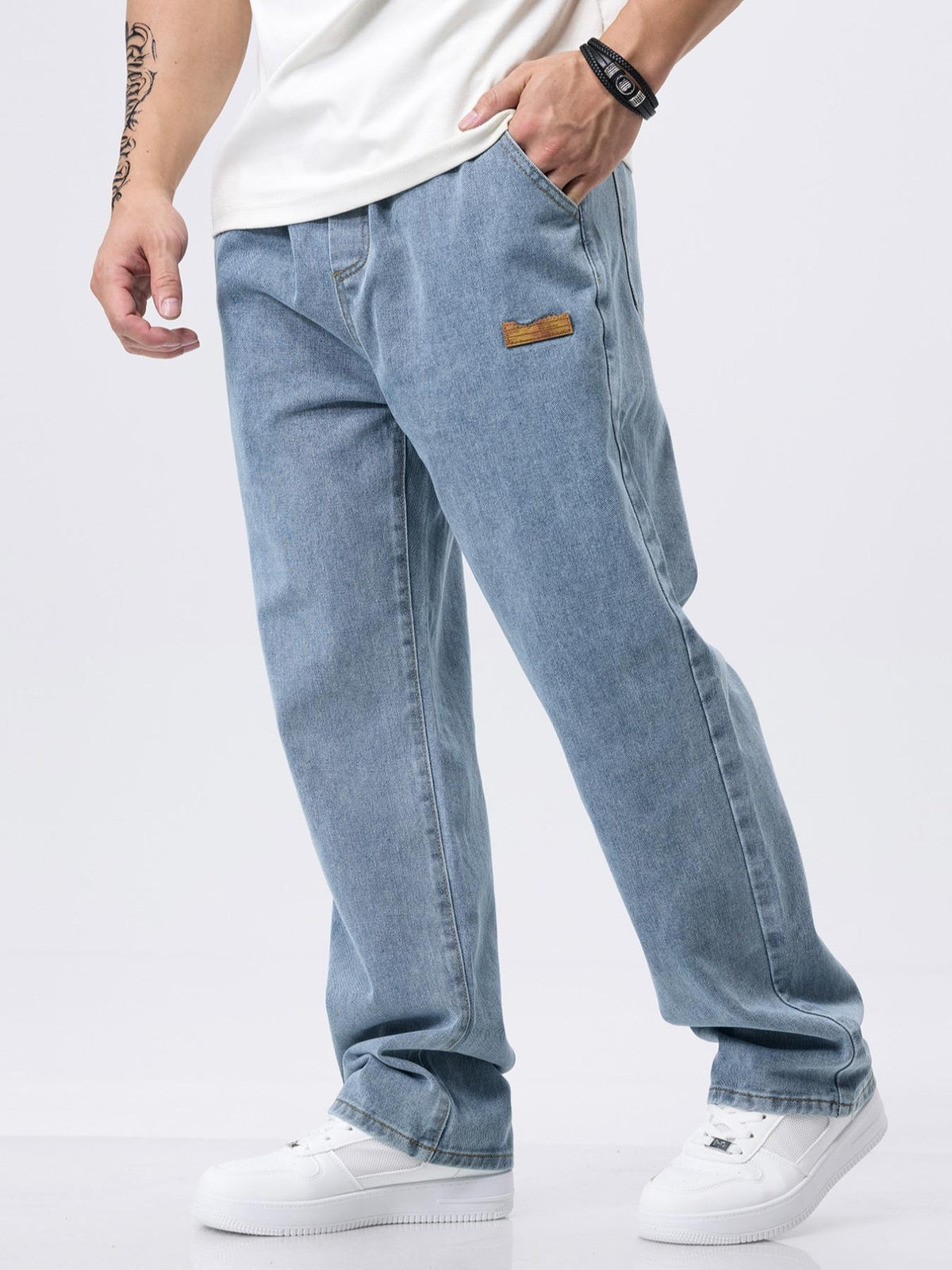 Men's Drawstring-Waist Straight-Leg Jeans — Casual Comfort