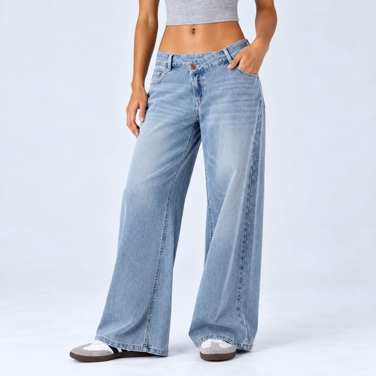 Low Rise Baggy Wide Leg Jeans — Relaxed Casual Style