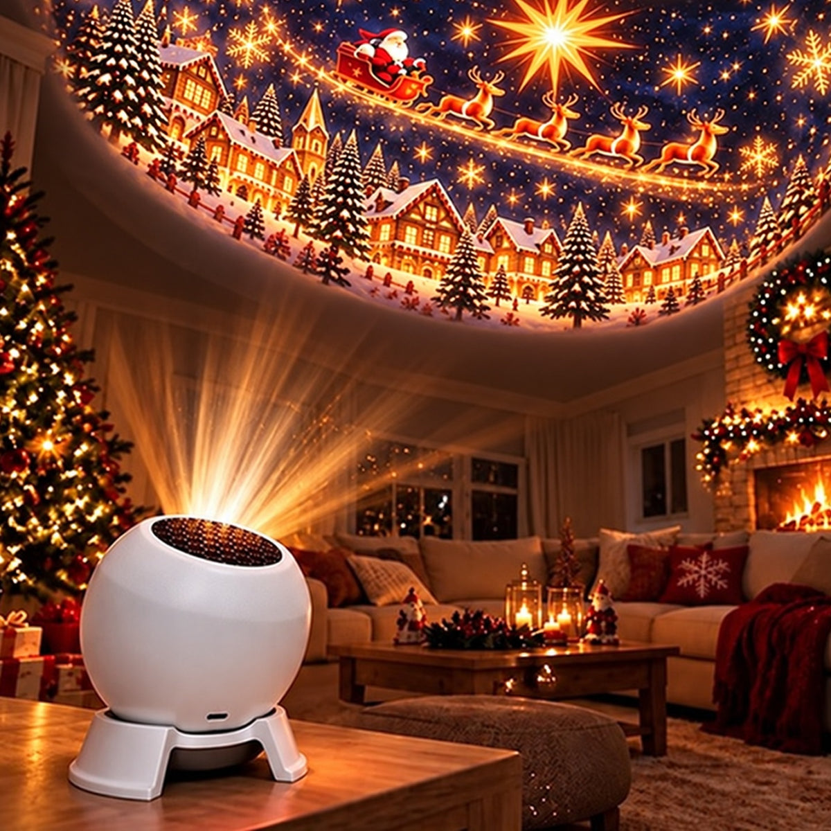 Christmas Projection Night Light — Festive Decor for Indoor Rooms