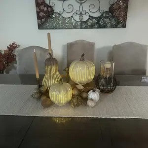 Glass Pumpkins — Lighted Halloween Decor