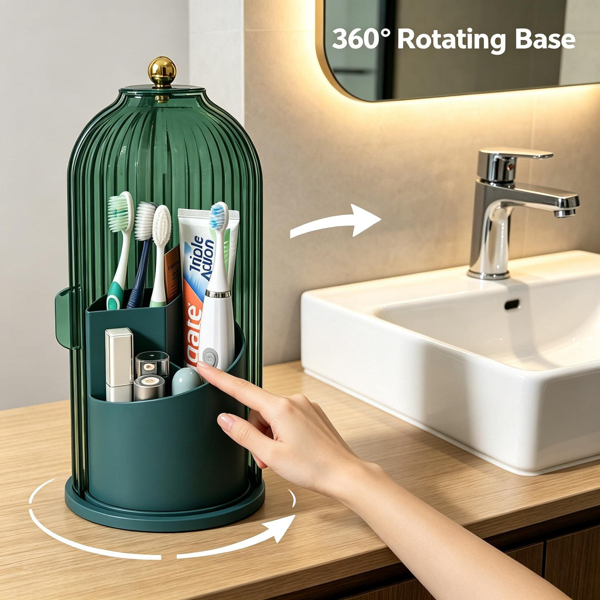 360° Rotating Toothbrush Holder — for Bathroom and Vanity