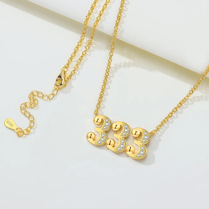 18K Gold Lucky Number Pendant Necklace — For Women