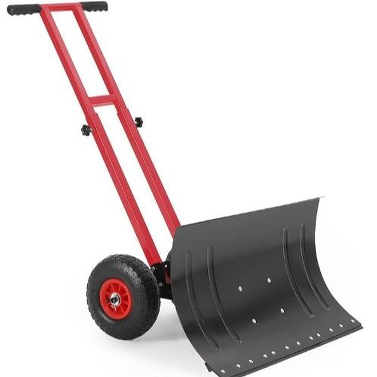 Wheeled Snow Shovel Pusher — for Driveways and Sidewalks - 30" W X 18"H-Double Lever-Red&Black