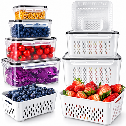 Fresh Produce Storage Containers – Airtight Fruit & Veggie Keeper