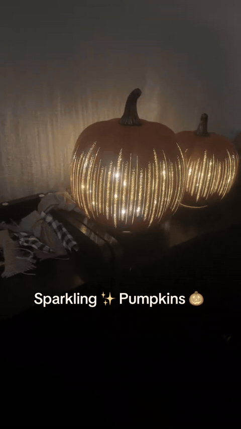 Set of 2 Glass Pumpkins — Lighted Halloween Decor - video by sheridansquish