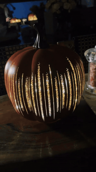 Set of 2 Glass Pumpkins — Lighted Halloween Decor - video by theeebie