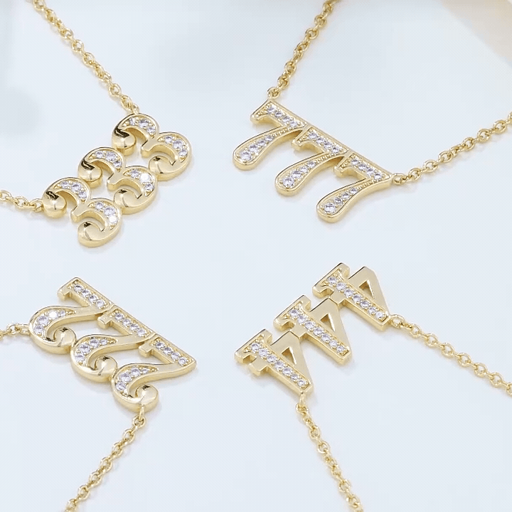 18K Gold Lucky Number Pendant Necklace — For Women