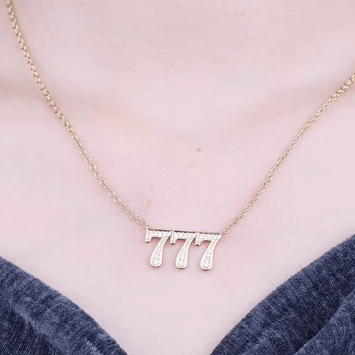 18K Gold Lucky Number Pendant Necklace — For Women