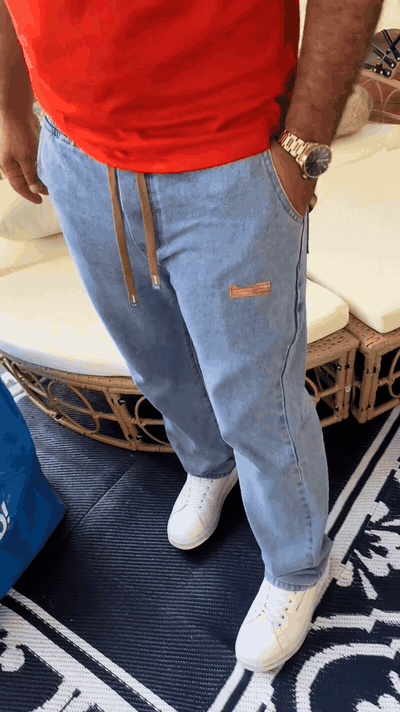 Men's Drawstring-Waist Straight-Leg Jeans — Casual Comfort - video by velasquezfamily