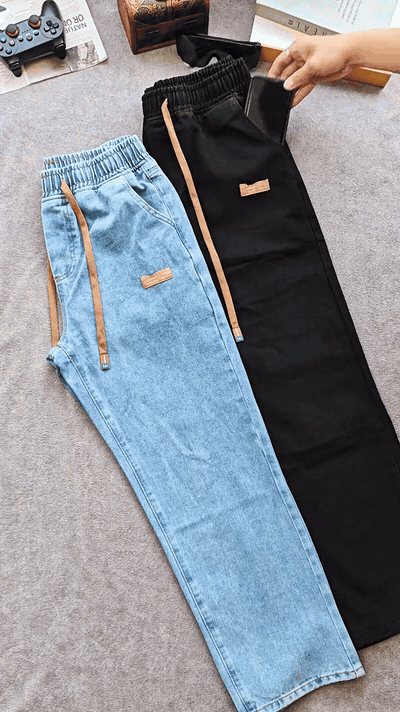 Men's Drawstring-Waist Straight-Leg Jeans — Casual Comfort - video by Alex Fits