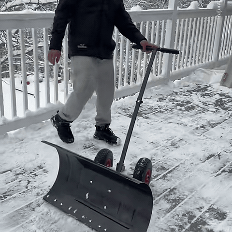 Wheeled Snow Shovel Pusher — for Driveways and Sidewalks